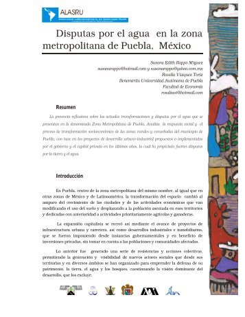 Disputas por el agua en la zona metropolitana de Puebla ... - alasru