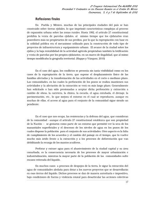 Disputas por el agua en la zona metropolitana de Puebla ... - alasru