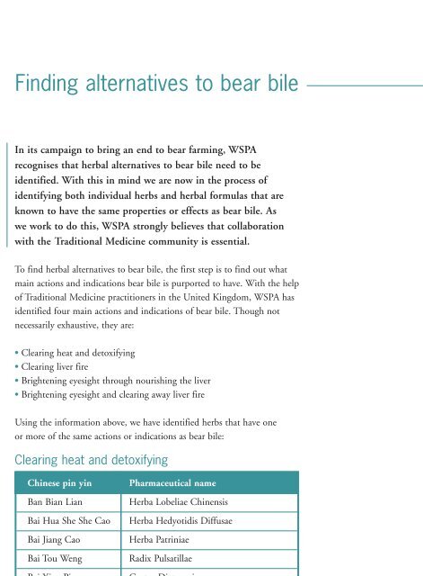 Finding Herbal Alternatives to Bear Bile - WSPA