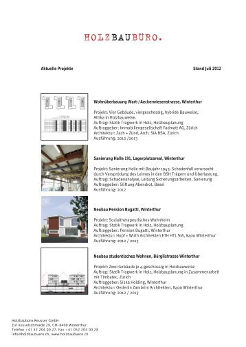 aktuelle projekte pdf - Holzbaubüro Reusser GmbH