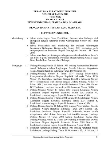 peraturan bupati gunungkidul nomor 64 tahun 2011 tentang