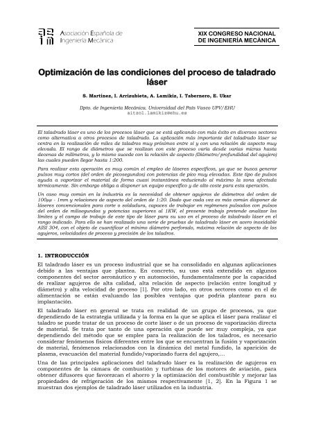 OptimizaciÃ³n de las condiciones del proceso de taladrado lÃ¡ser