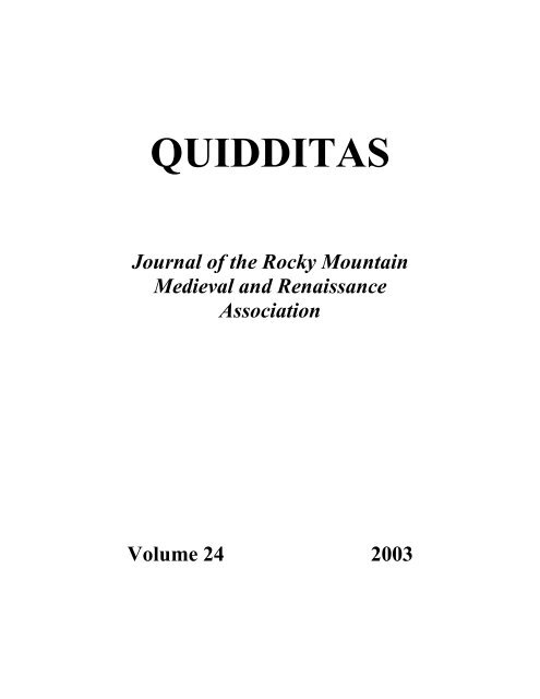 Quidditas 24 - BYU Humanities - Brigham Young University