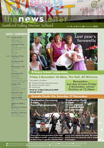 Newsletter Term 4 Week 8 - Samford Valley Steiner School