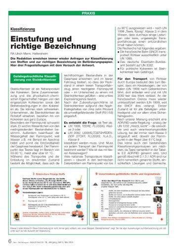 Einstufung und richtige Bezeichnung - Der Gefahrgut-Beauftragte