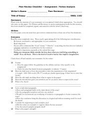 Peer Review Checklist ~ Assignment: Fiction Analysis Writer's Name ...