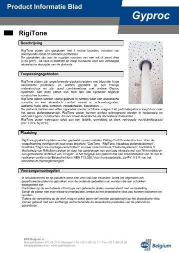 Product Informatie Blad Gyproc