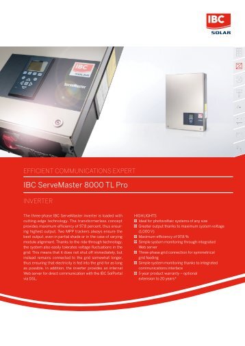 IBC ServeMaster 8000 TL Pro - IBC SOLAR