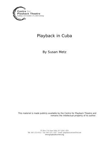 Playback in Cuba - Playback Theatre