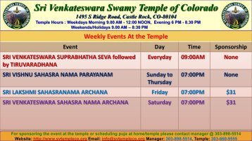Sri Venkateswara Swamy Temple of Colorado 1495 S Ridge Road ...