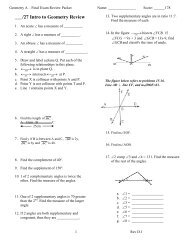 Geometry A: Final Exam Review Packet