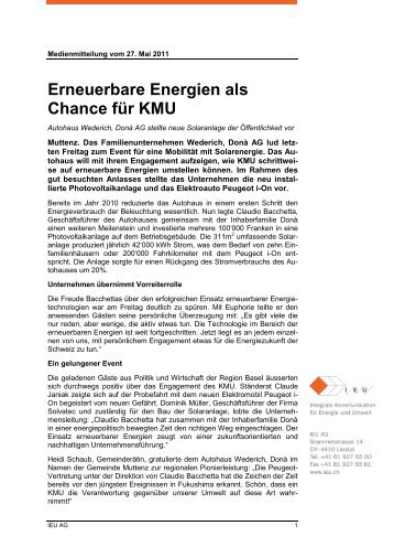 Erneuerbare Energien als Chance für KMU - IEU AG