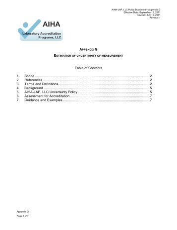 Table of Contents 1. Scope - AIHA's Laboratory Accreditation ...