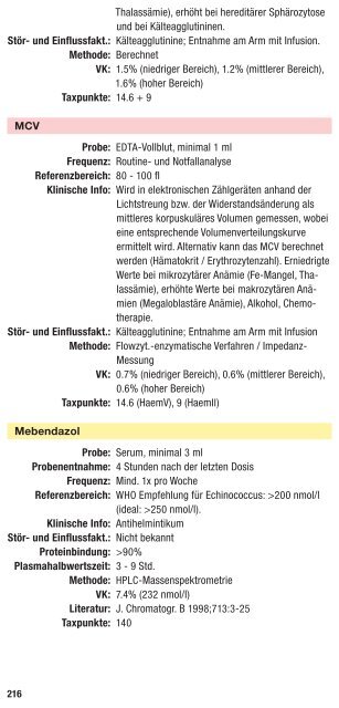 Klinik für Hämatologie Institut für Klinische Chemie