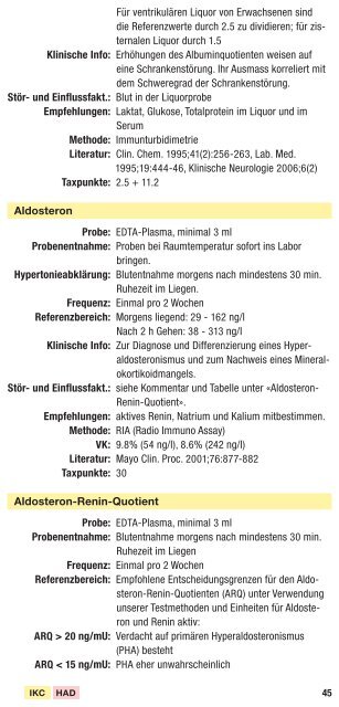 Klinik für Hämatologie Institut für Klinische Chemie