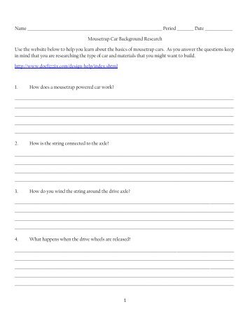 Mousetrap Cars Research Packet