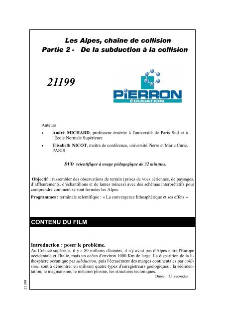 Les Alpes, chaÃ®ne de collision Partie 2 - De la subduction Ã  ... - Pierron