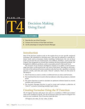 T4 Decision Making Using Excel - Computer and Information Science