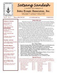 Satsang Sandesh For March 2011 - India Temple Association