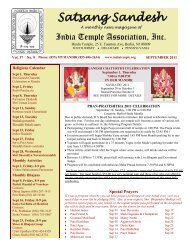 Satsang Sandesh For September 2011 - India Temple Association