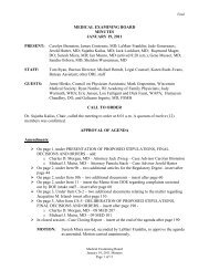 MEDICAL EXAMINING BOARD MINUTES JANUARY 19, 2011 ...