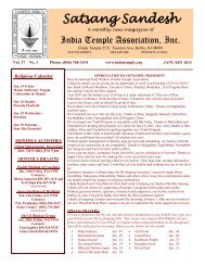 Satsang Sandesh For January 2011 - India Temple Association