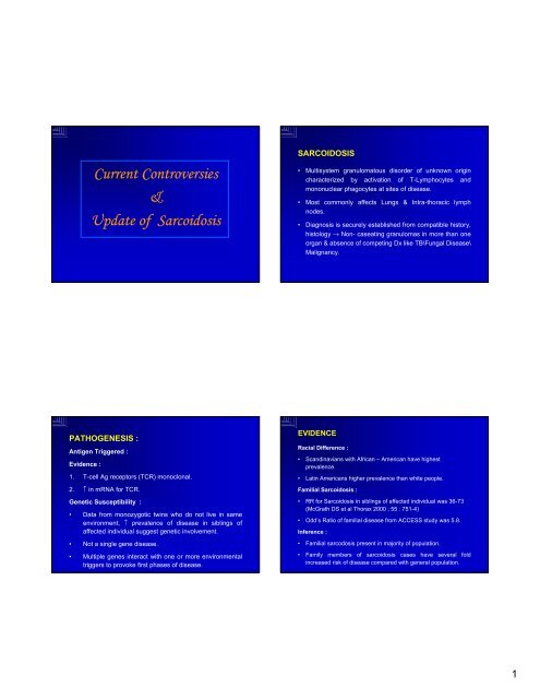 Current Controversies & Update of Sarcoidosis