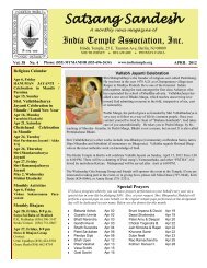 Satsang Sandesh For April 2012 - India Temple Association