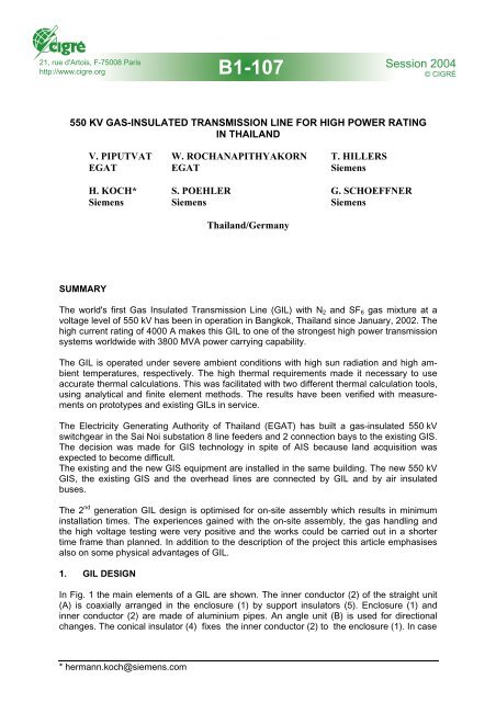 550 kV Gas Insulated Transmission line for high power rating in ...