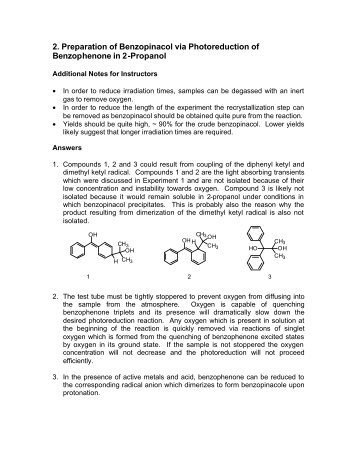 2. Preparation of Benzopinacol via Photoreduction of ...