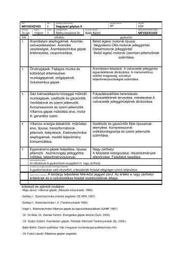 MFVGE42V03 Vegyipari géptan II Ráthy Istvánné Dr. Bakk Bálint ...