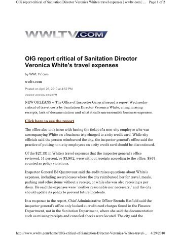 OIG Critical Of Sanitation Director Veronica White's Travel Expenses