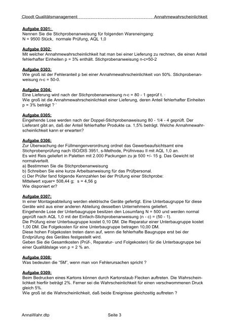 Die Annahmewahrscheinlichkeit bei Stichproben