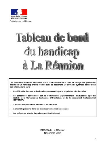 Tableau de bord du handicap Ã  la RÃ©union, novembre 2004.