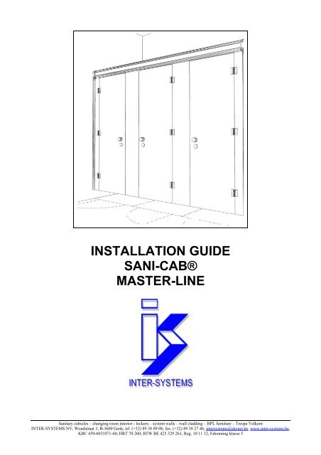 INSTALLATION GUIDE SANI-CAB® MASTER-LINE - Inter-Systems