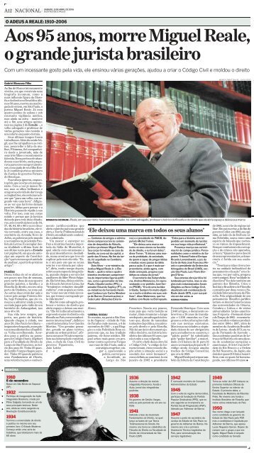 Prof. Miguel Reale morre aos 95 anos - Professor José Renato Cella