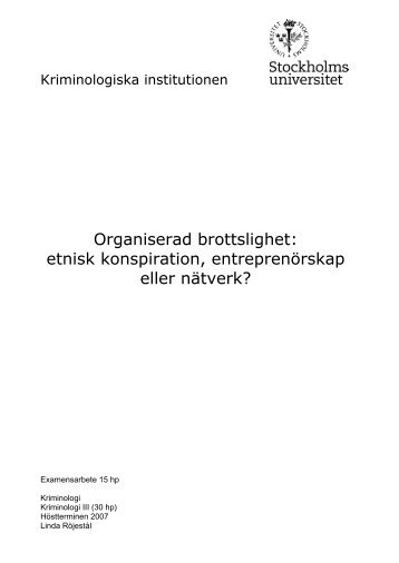 Organiserad brottslighet - Kriminologiska institutionen