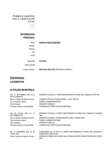 Curriculum Vitae in formato Europeo