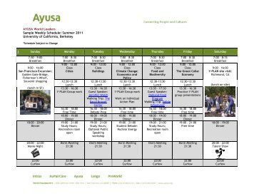AYUSA World Leaders Sample Weekly Schedule ... - Ayusa-Intrax