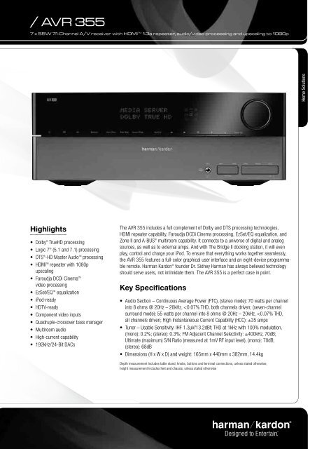 Harman Kardon AVR 355- Manual - Sound Group Holdings