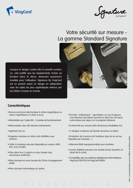Signature French_Datasheet.qxp - Info Web Hôtellerie-Restauration