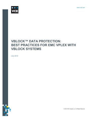 Best Practices for EMC VPLEX with Vblock Systems - VCE