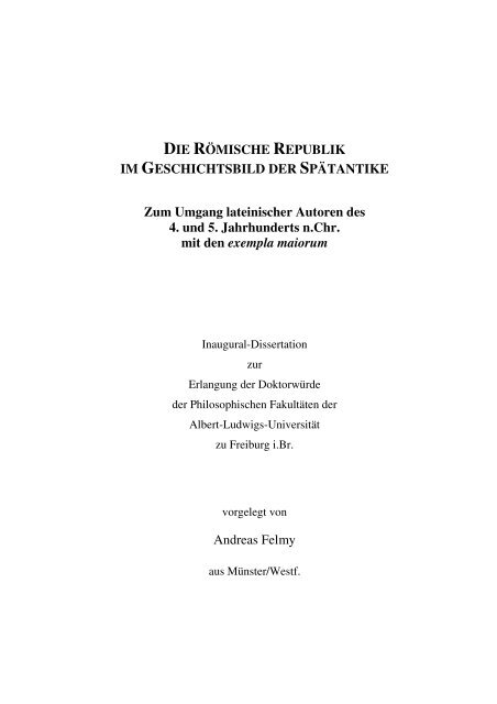 Die Römische Republik Im Geschichtsbild Der - 