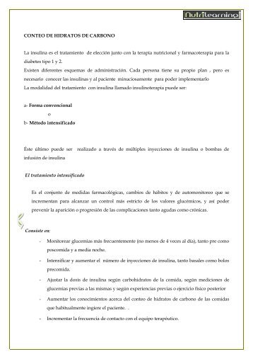 CONTEO DE HIDRATOS DE CARBONO La insulina ... - NutriLearning