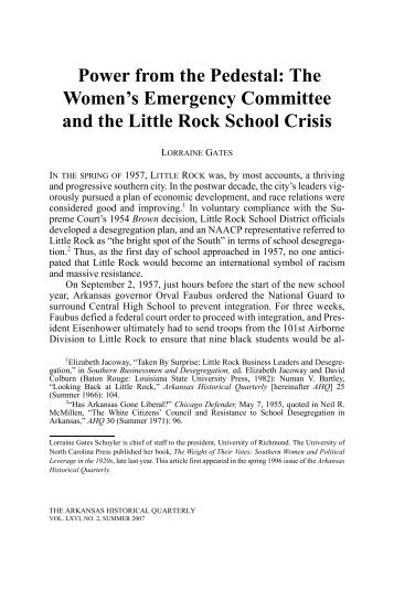 The Women's Emergency Committee and the Little Rock School Crisis