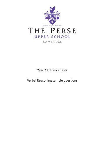 Year 7 Entrance Tests Verbal Reasoning sample questions