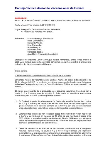 informe al Consejo TÃ©cnico Asesor de Vacunaciones de Euskadi