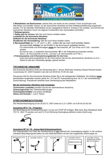 Abnahmezeiten / time table for documentation and ... - Jännerrallye