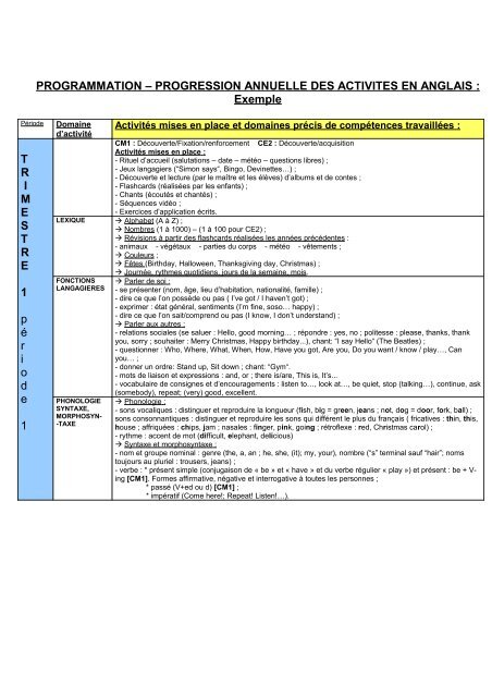 SEQUENCE (Anglais)