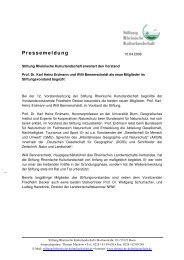 Pressemitteilung - Stiftung Rheinische Kulturlandschaft